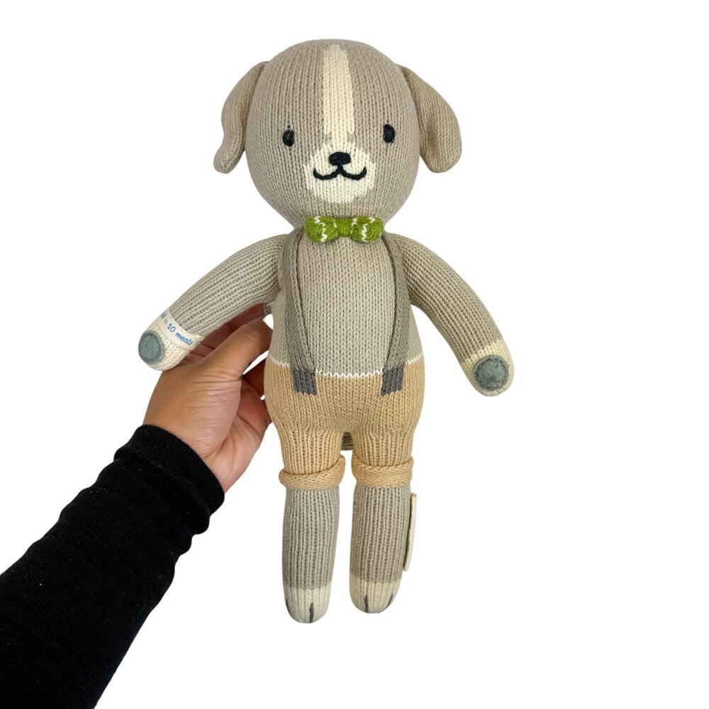 Cuddle+Kind Noah The Dog 13” Hand Knit Doll Stuffed Animal Gray